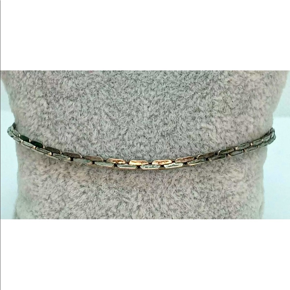 Vintage Rare 14K White Gold Plated Korean Link Bracelet 7.75” Long